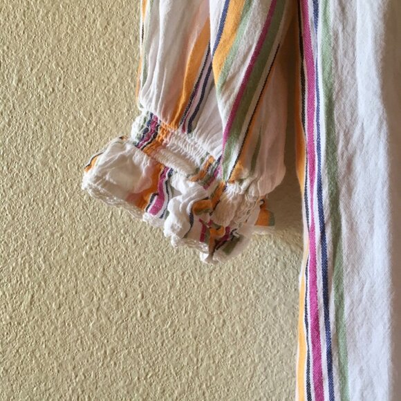 Caffe Marrakesh Colorful Vertical Stripe Top with Tassels Size L Cotton - Picture 9 of 13